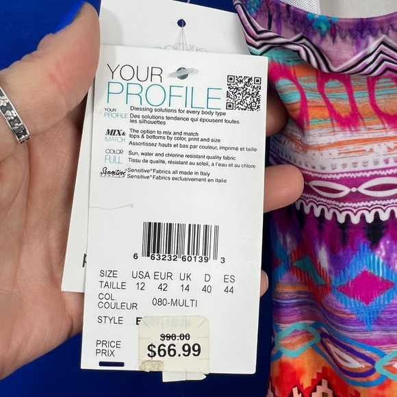 NWT🤩 |•PROFILE BY GOTTEX•| Bathing Swim Suit Tankini Top Modesty Size 12 - Picture 3 of 8